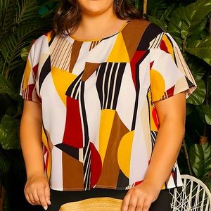 3/$20 Plus Size SHEIN FIT+ Plus Geo Print Blouse